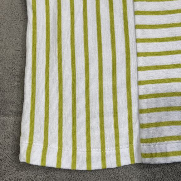 J Jill Shirt Womens XL Green Striped Cotton Short Sleeve Boxy Relaxed Lagenlook - Picture 3 of 10